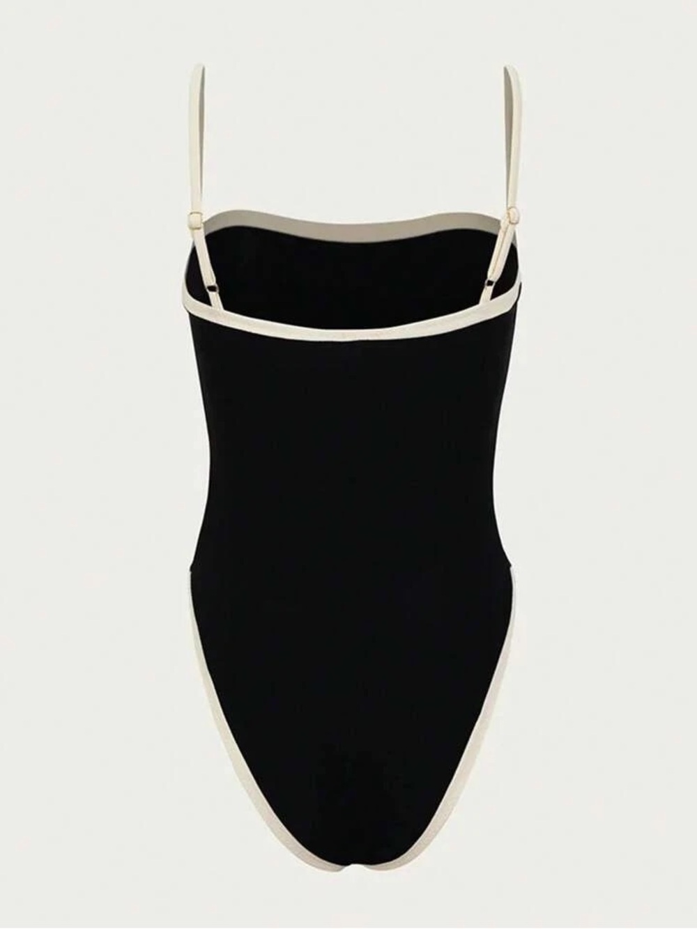 Classic Black One-Piece Swimsuit with Ivory Trim - Women Swim - Picture 4 of 6